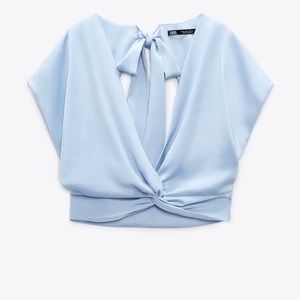 NWT ZARA Knotted Satin Effect Top